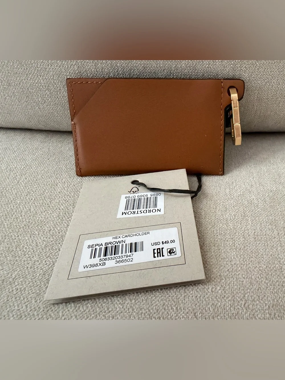 All Saints Hex Leather Card Holder - Sepia Brown
